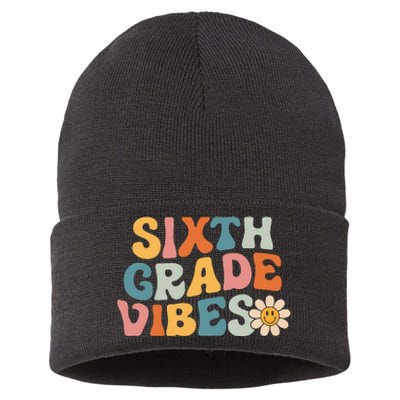 Sixth Grade Vibes 6th Grade Team Retro 1st Day Of School Sustainable Knit Beanie