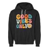 Summer Good Vibes Only Groovy Retro Beach Hawaii Vacation Garment-Dyed Fleece Hoodie