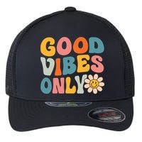 Summer Good Vibes Only Groovy Retro Beach Hawaii Vacation Flexfit Unipanel Trucker Cap