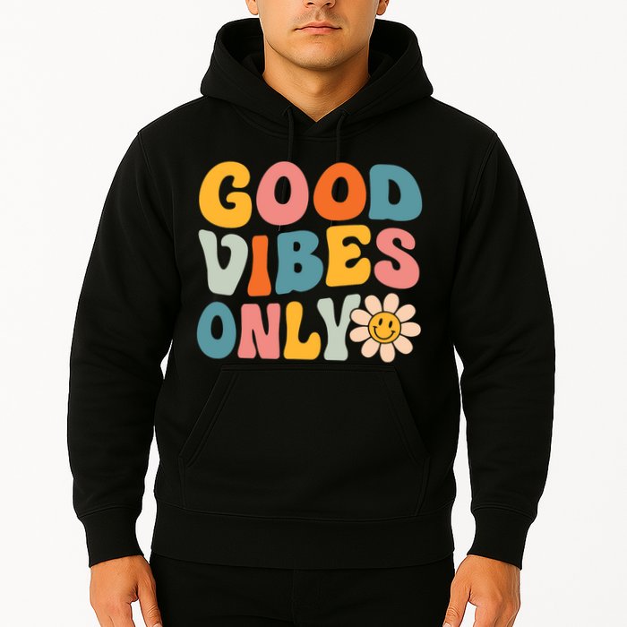 Summer Good Vibes Only Groovy Retro Beach Hawaii Vacation Hoodie