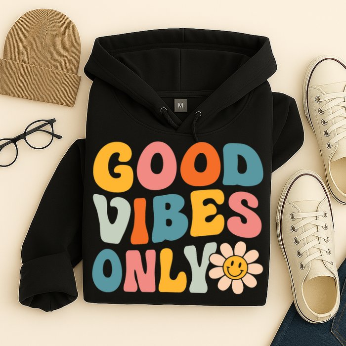 Summer Good Vibes Only Groovy Retro Beach Hawaii Vacation Hoodie