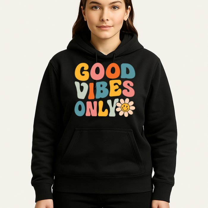 Summer Good Vibes Only Groovy Retro Beach Hawaii Vacation Hoodie