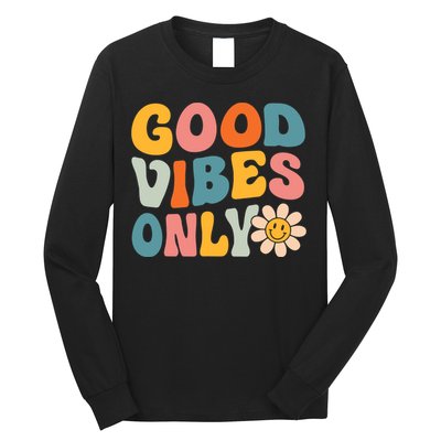 Summer Good Vibes Only Groovy Retro Beach Hawaii Vacation Long Sleeve Shirt