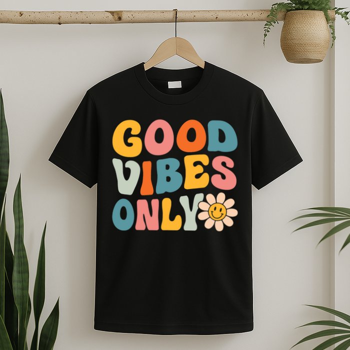 Summer Good Vibes Only Groovy Retro Beach Hawaii Vacation T-Shirt