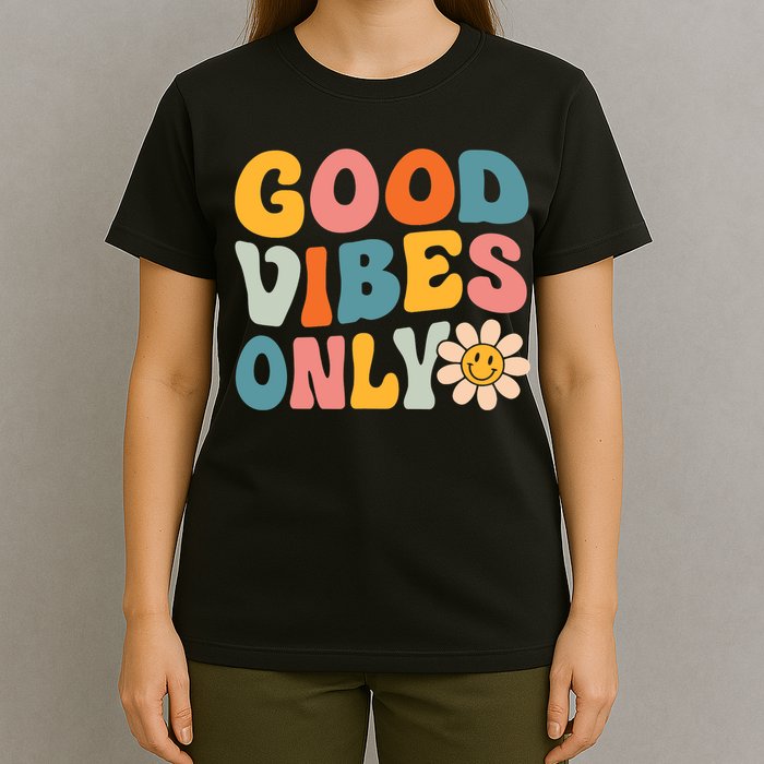 Summer Good Vibes Only Groovy Retro Beach Hawaii Vacation T-Shirt