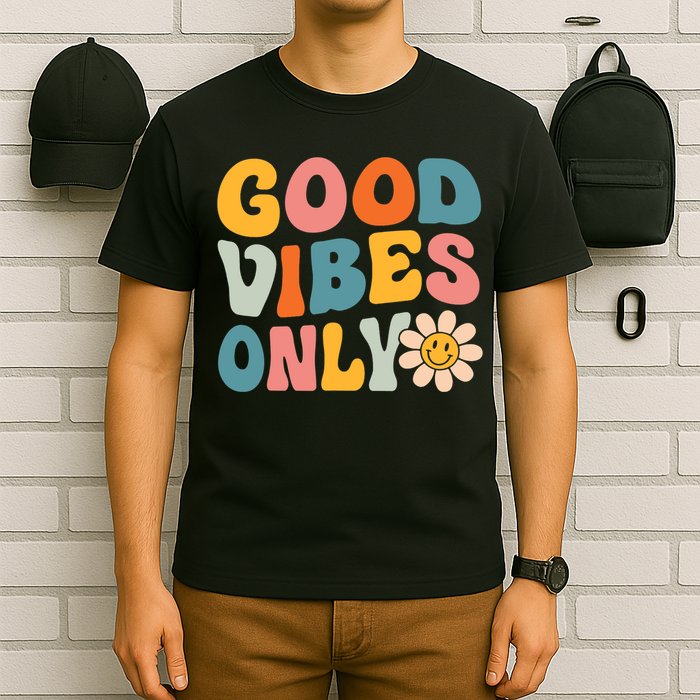 Summer Good Vibes Only Groovy Retro Beach Hawaii Vacation T-Shirt
