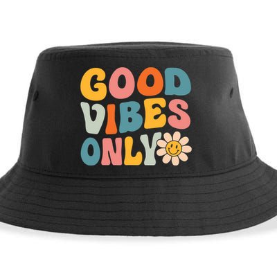 Summer Good Vibes Only Groovy Retro Beach Hawaii Vacation Sustainable Bucket Hat