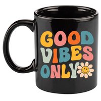 Summer Good Vibes Only Groovy Retro Beach Hawaii Vacation 11oz C Handle Ceramic Mug