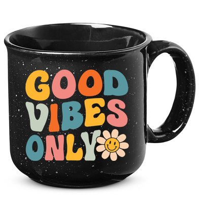 Summer Good Vibes Only Groovy Retro Beach Hawaii Vacation 15oz Campfire Ceramic Mug
