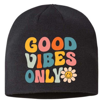 Summer Good Vibes Only Groovy Retro Beach Hawaii Vacation Sustainable Beanie