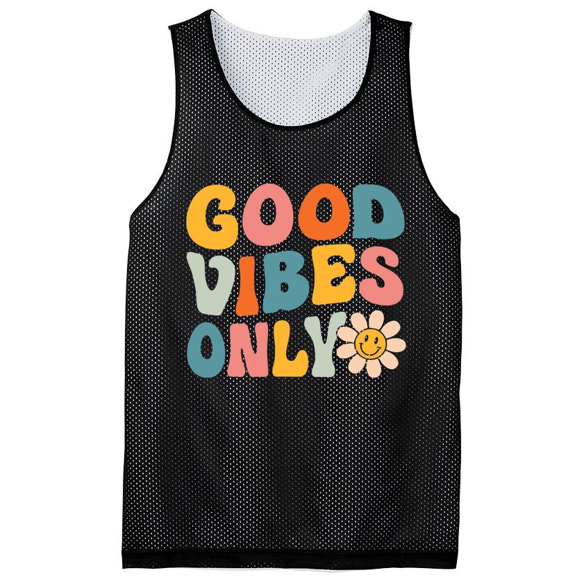 Summer Good Vibes Only Groovy Retro Beach Hawaii Vacation Mesh Reversible Basketball Jersey Tank