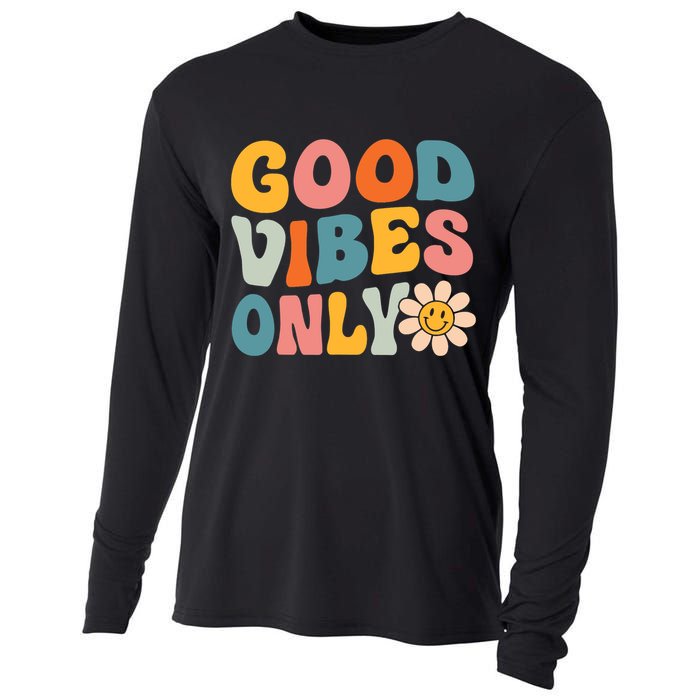 Summer Good Vibes Only Groovy Retro Beach Hawaii Vacation Cooling Performance Long Sleeve Crew