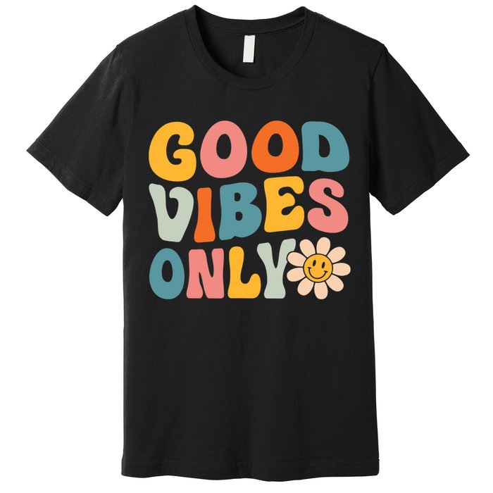 Summer Good Vibes Only Groovy Retro Beach Hawaii Vacation Premium T-Shirt