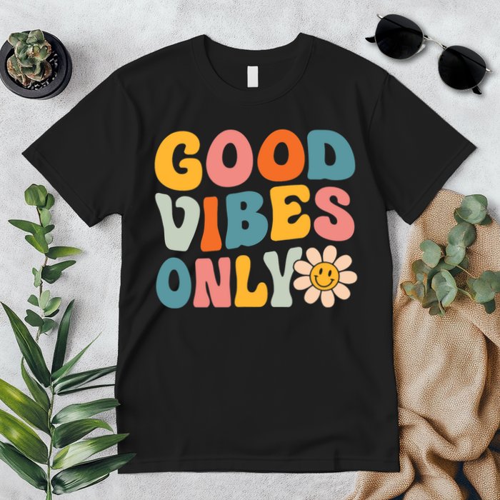 Summer Good Vibes Only Groovy Retro Beach Hawaii Vacation Premium T-Shirt