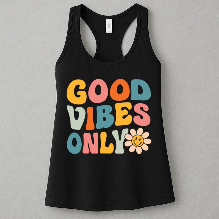 Summer Good Vibes Only Groovy Retro Beach Hawaii Vacation Womens Tank Top
