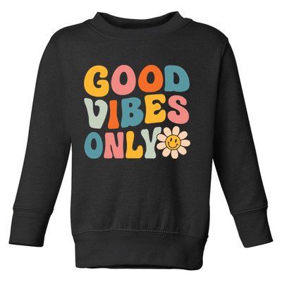 Summer Good Vibes Only Groovy Retro Beach Hawaii Vacation Toddler Sweatshirt
