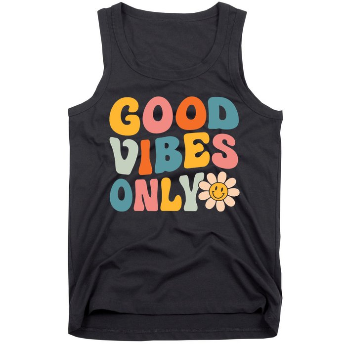 Summer Good Vibes Only Groovy Retro Beach Hawaii Vacation Tank Top