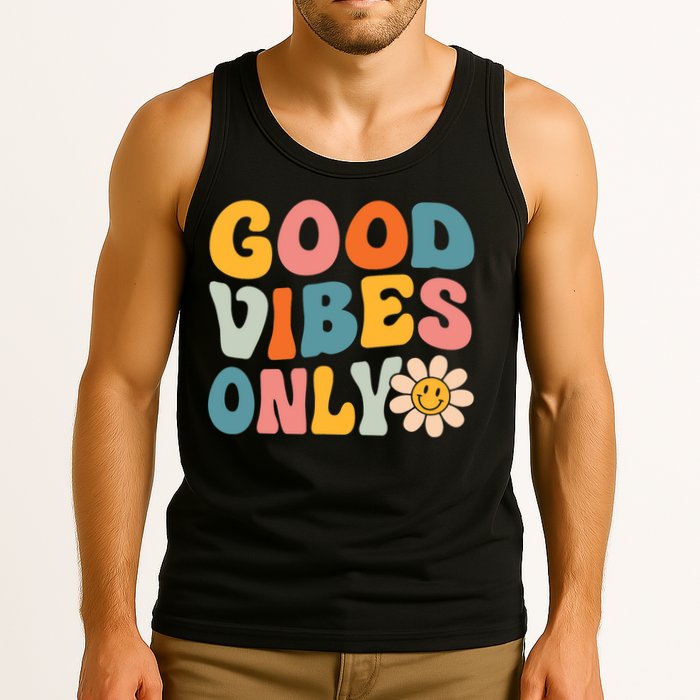 Summer Good Vibes Only Groovy Retro Beach Hawaii Vacation Tank Top