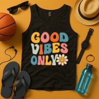 Summer Good Vibes Only Groovy Retro Beach Hawaii Vacation Tank Top