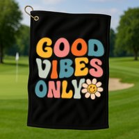 Summer Good Vibes Only Groovy Retro Beach Hawaii Vacation Golf Towel