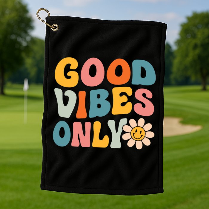 Summer Good Vibes Only Groovy Retro Beach Hawaii Vacation Golf Towel