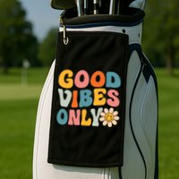 Summer Good Vibes Only Groovy Retro Beach Hawaii Vacation Golf Towel