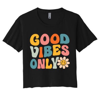 Summer Good Vibes Only Groovy Retro Beach Hawaii Vacation Crop Top