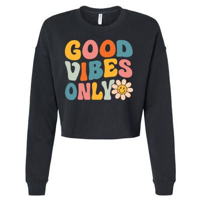 Summer Good Vibes Only Groovy Retro Beach Hawaii Vacation Cropped Pullover Crew
