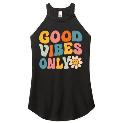 Summer Good Vibes Only Groovy Retro Beach Hawaii Vacation Women's Perfect Tri Rocker Tank