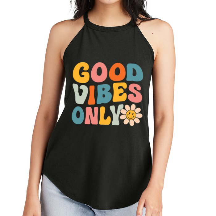 Summer Good Vibes Only Groovy Retro Beach Hawaii Vacation Women's Perfect Tri Rocker Tank