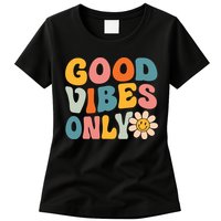 Summer Good Vibes Only Groovy Retro Beach Hawaii Vacation Womens T-Shirt