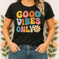 Summer Good Vibes Only Groovy Retro Beach Hawaii Vacation Womens T-Shirt