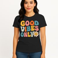 Summer Good Vibes Only Groovy Retro Beach Hawaii Vacation Womens T-Shirt