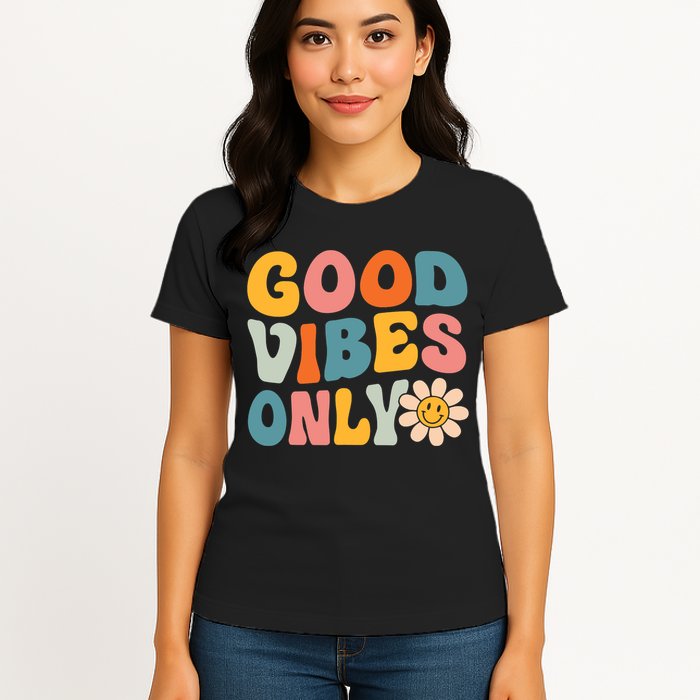 Summer Good Vibes Only Groovy Retro Beach Hawaii Vacation Womens T-Shirt