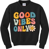 Summer Good Vibes Only Groovy Retro Beach Hawaii Vacation Kids Sweatshirt