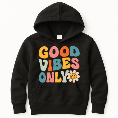 Summer Good Vibes Only Groovy Retro Beach Hawaii Vacation Kids Hoodie
