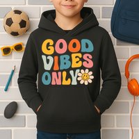 Summer Good Vibes Only Groovy Retro Beach Hawaii Vacation Kids Hoodie