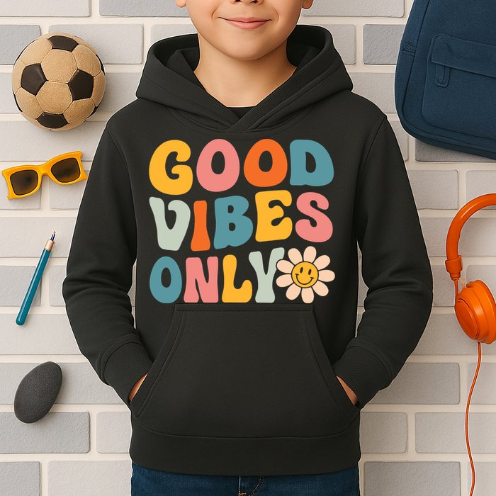 Summer Good Vibes Only Groovy Retro Beach Hawaii Vacation Kids Hoodie