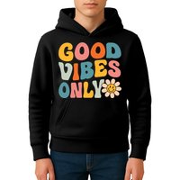 Summer Good Vibes Only Groovy Retro Beach Hawaii Vacation Kids Hoodie