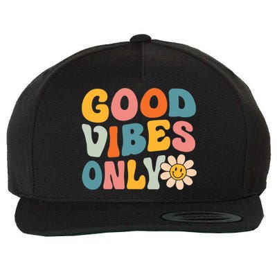 Summer Good Vibes Only Groovy Retro Beach Hawaii Vacation Wool Snapback Cap