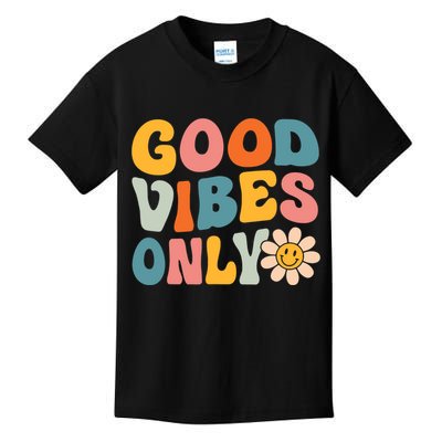 Summer Good Vibes Only Groovy Retro Beach Hawaii Vacation Kids T-Shirt