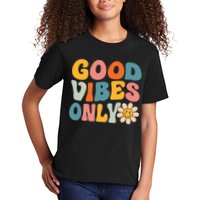 Summer Good Vibes Only Groovy Retro Beach Hawaii Vacation Kids T-Shirt