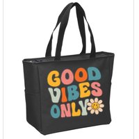 Summer Good Vibes Only Groovy Retro Beach Hawaii Vacation Zip Tote Bag