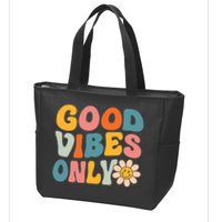 Summer Good Vibes Only Groovy Retro Beach Hawaii Vacation Zip Tote Bag