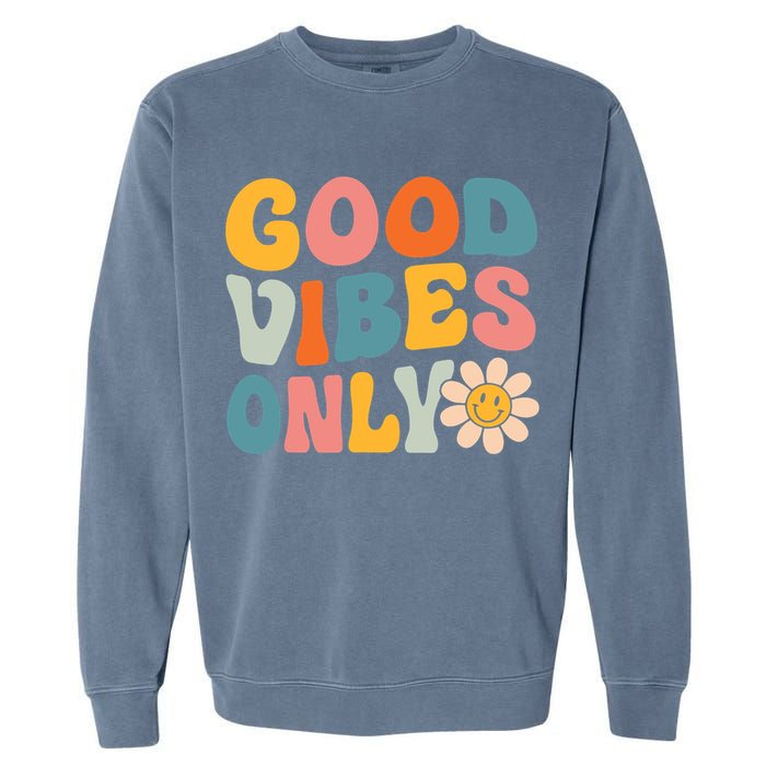 Summer Good Vibes Only Groovy Retro Beach Hawaii Vacation Garment-Dyed Sweatshirt