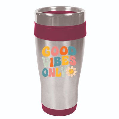 Summer Good Vibes Only Groovy Retro Beach Hawaii Vacation 16oz Travel Tumbler