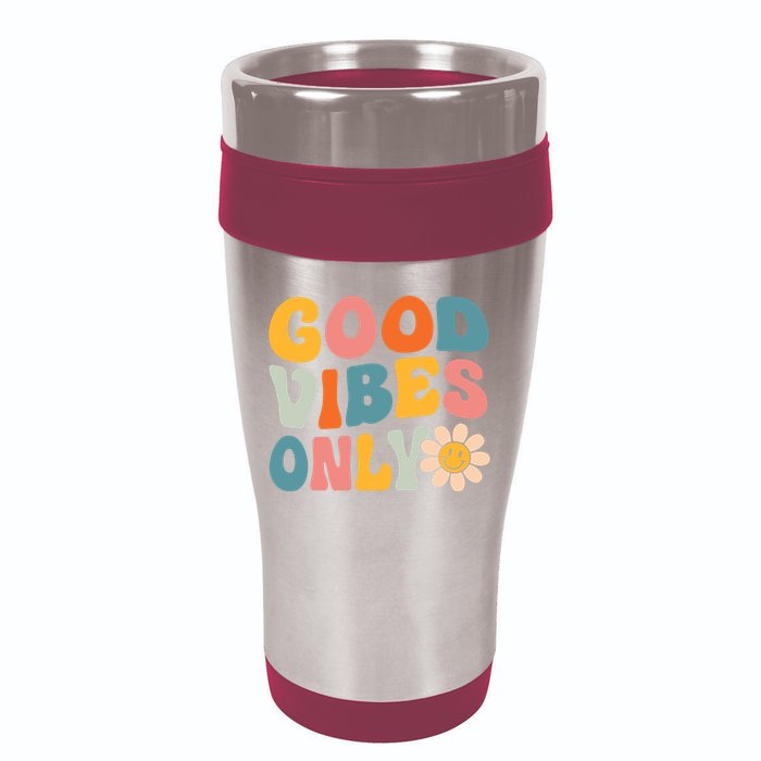 Summer Good Vibes Only Groovy Retro Beach Hawaii Vacation 16oz Travel Tumbler