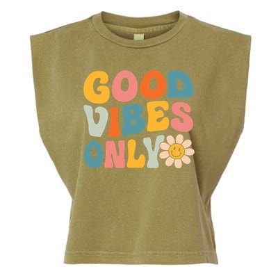 Summer Good Vibes Only Groovy Retro Beach Hawaii Vacation Garment-Dyed Women's Muscle Tee