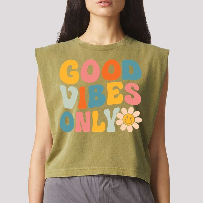 Summer Good Vibes Only Groovy Retro Beach Hawaii Vacation Garment-Dyed Women's Muscle Tee