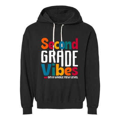 Second Grade Vibes Vintage 1st Day Of School Team 2nd Grade Garment-Dyed Fleece Hoodie